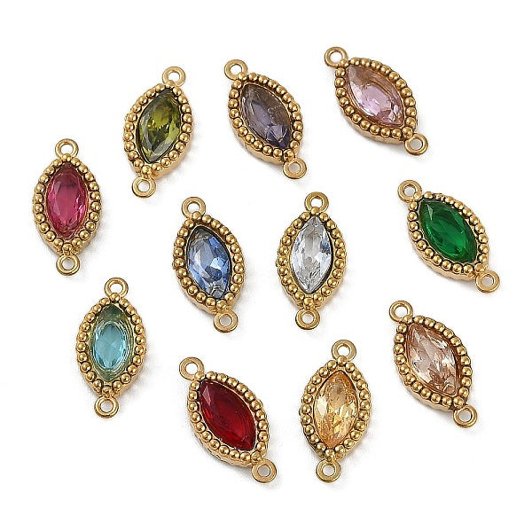 Ionenplattierung (IP) 304 Edelstahl Zirkonia Pferdeauge Verbinder Anschluss Charms