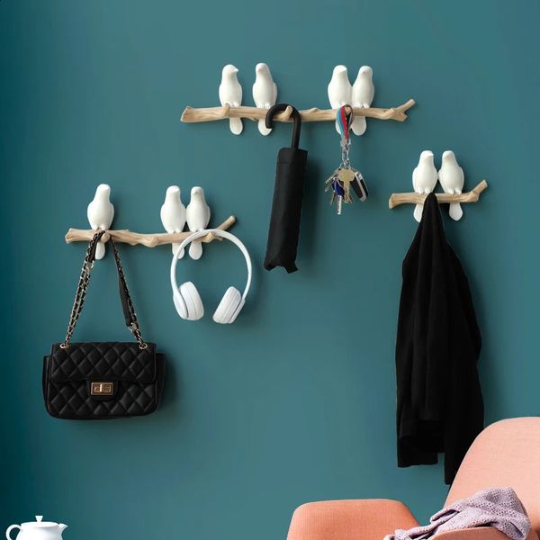 Resin bird shaped wall hook decoration home accessories key bag handbag coat hanger wall hanging hanger 241022