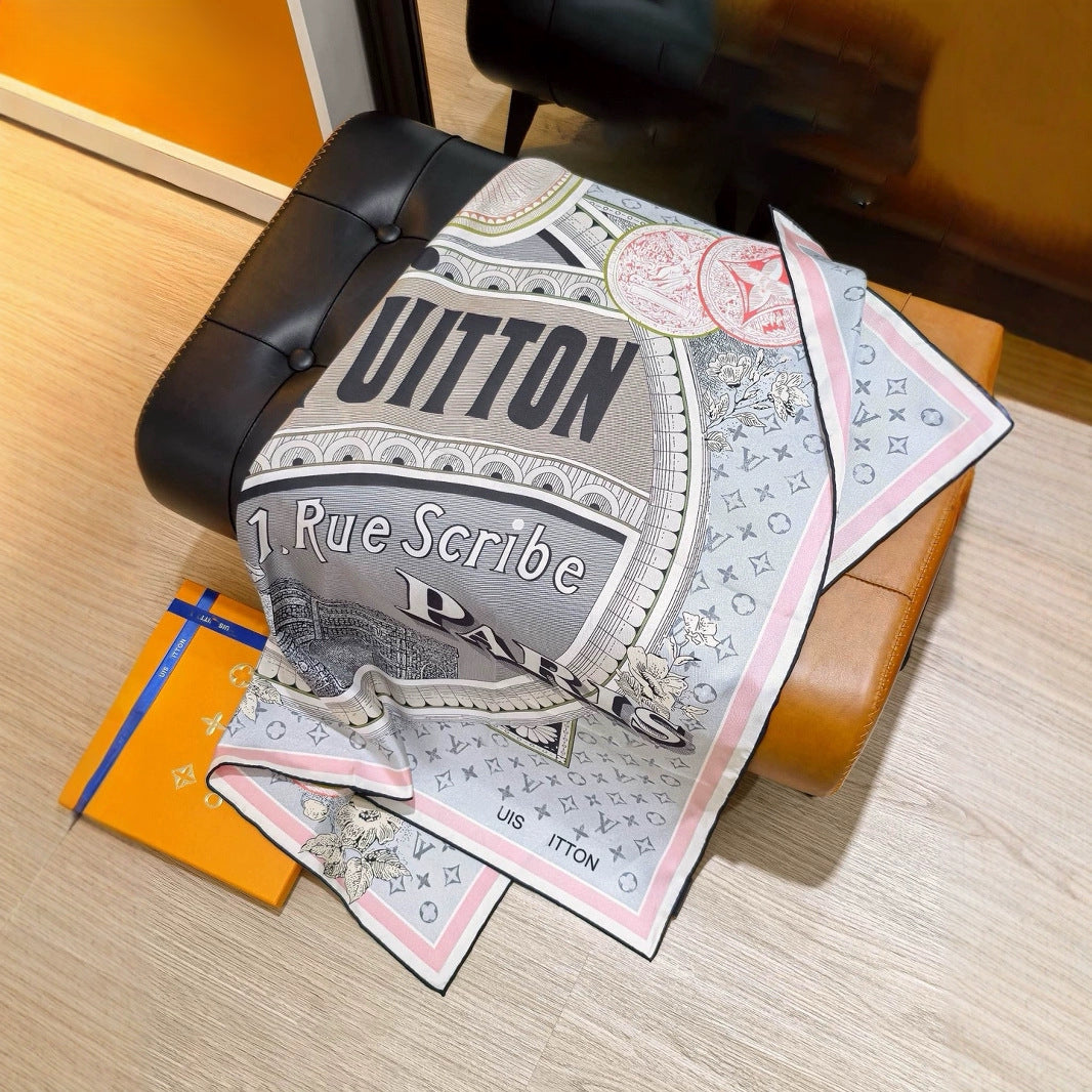 Designer Scarf for Women Neck Brand Square Multicolor Cherry Blossom Scarf Woman Luxury Headscarf Silk Scarf Designer Bag Scarf Wraps