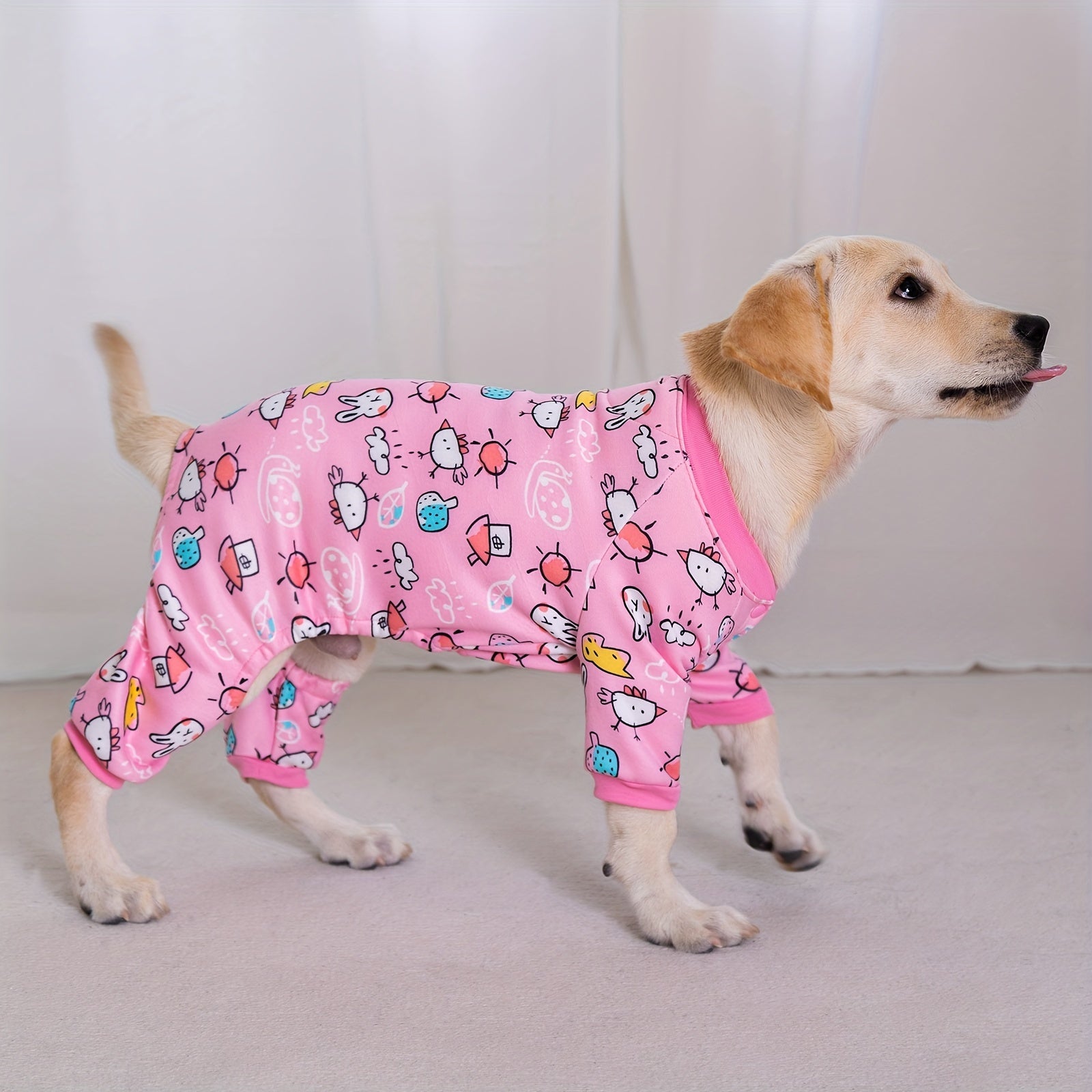 TEMU Flying Tail Thick Fleece Pet Pajamas, Cozy & Stretchy Dog Sleepwear, Knit Fabric, Machine Washable, With -on Design, For Breed Sizes Xs-5xl