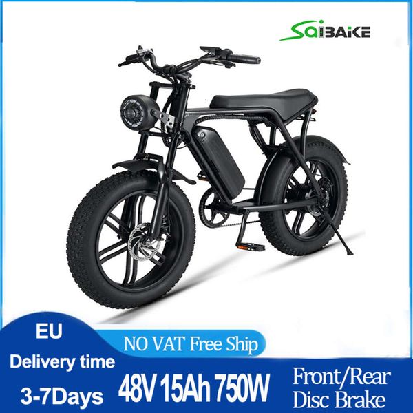 Electric Bike 750W Brushless Motor Electric Bicycle 48V-15AH Retro Adults E bike 20&quot; 4.0 Fat Tire City Village Snow Mountain MTB