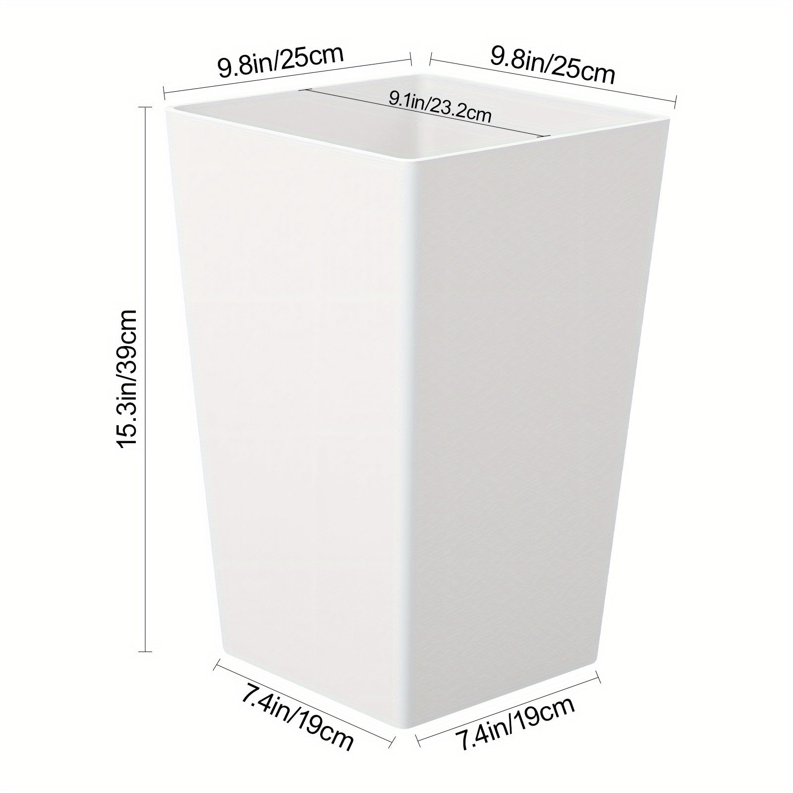 TEMU 2-pack Mozeat Lens Modern White Square Flower Pots With Wheels - Lightweight Plastic Indoor-outdoor Planters, Vintage Style Decorative Storage