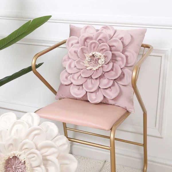 1Pc floral handmade throw pillowcase decorative yellow velvet pillowcase with hidden zipper used for sofa bed living room X241022