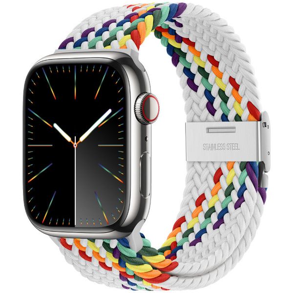 Stylish Multi-Colored Braided Nylon Wristband Compatible with Apple Smartwatch - Versatile Colors for Every Mood