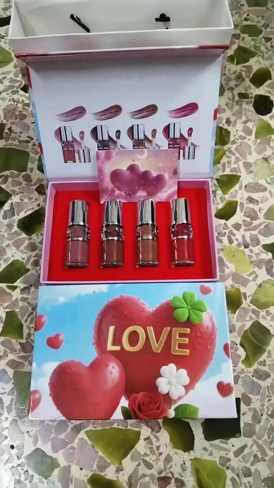 Makeup Lip Gloss 6ml with 4piece Set Lipgloss Plumping Lip Oil Liquid Lipstick Kits Moisturizing Crystal Shiny Glitter Lips Beauty Cosmetics 4pcs Gi