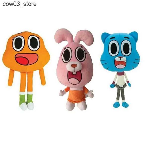 Plush Dolls 3pcs Cute Cat Bunny Stuffed Toy Birthday Present Gifts For Children KidsCartoon Amazing World Gumball Darwin Anais Plush DollL24