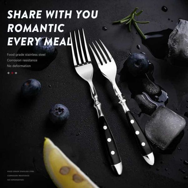 4-6-8 stainless steel fork set modern Western style plates fruit and dessert European exquisite plates X250210