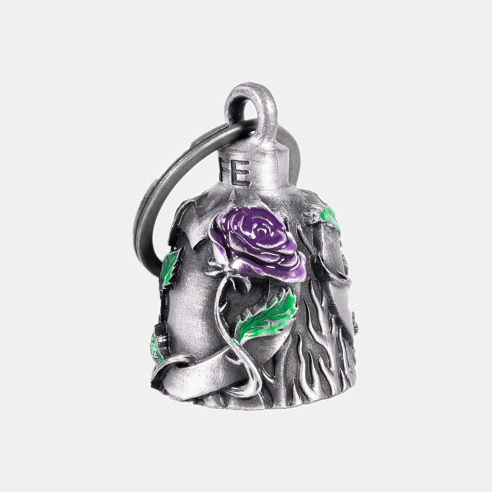 TEMU Motorcycle With Red Rose & Green Foliage Keychain - Heavy-duty Motorcycle Bell For Bikers, Alarm, Gift For , Motorcycle Accessories (fits