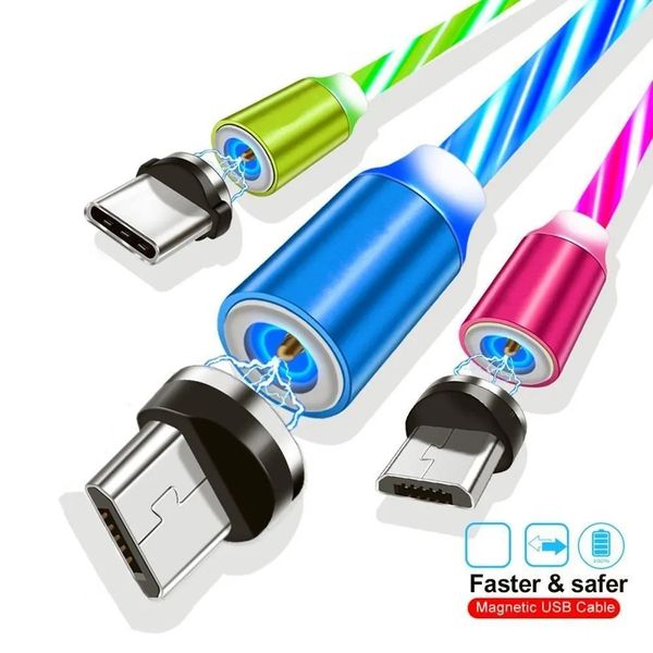 3 in 1 Magnetic Phone Cables e 2A Nylon Fast Charging Type C Micro USB Cable Wire for iPhone 15 14 Android Charger Cord Samsung S21