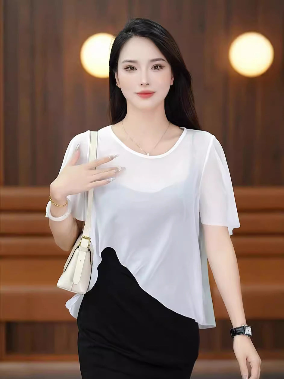 K1142 New summer outerwear shawl ice silk thin mesh large size sunscreen versatile slim jacket women irregular tops