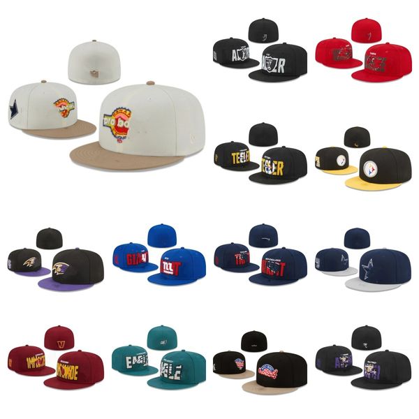 Wholesale Fitted Hats Designer Fit Sizes Hat All Team Embroidery Cotton Flat Letter Adjustable Baseball Football Caps Outdoor Sports Cap Mix