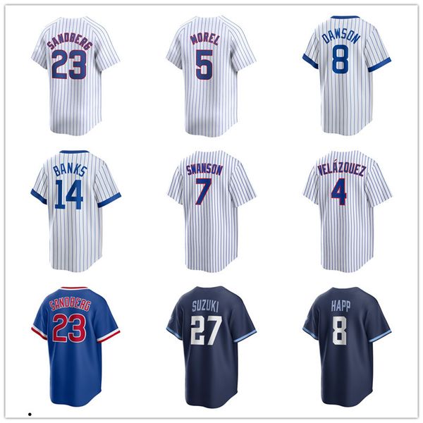 Custom Cubs Baseball Jersey 7 Dansby Swanson 24 Cody Bellinger 27 Seiya Suzuki 2 Nico Hoerner 8 Ian Happ 23 Ryne Sandberg 72 Javier Assad 52