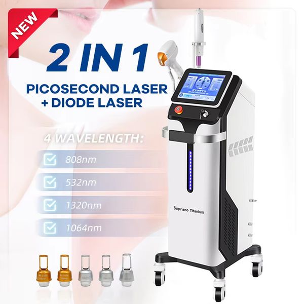 Vertical Commercial 808 Diode Laser Pain-free Ice Hair Removal Picosecond Laser Tattoo Removal Anti-pigmentation Skin Whitening Instrument