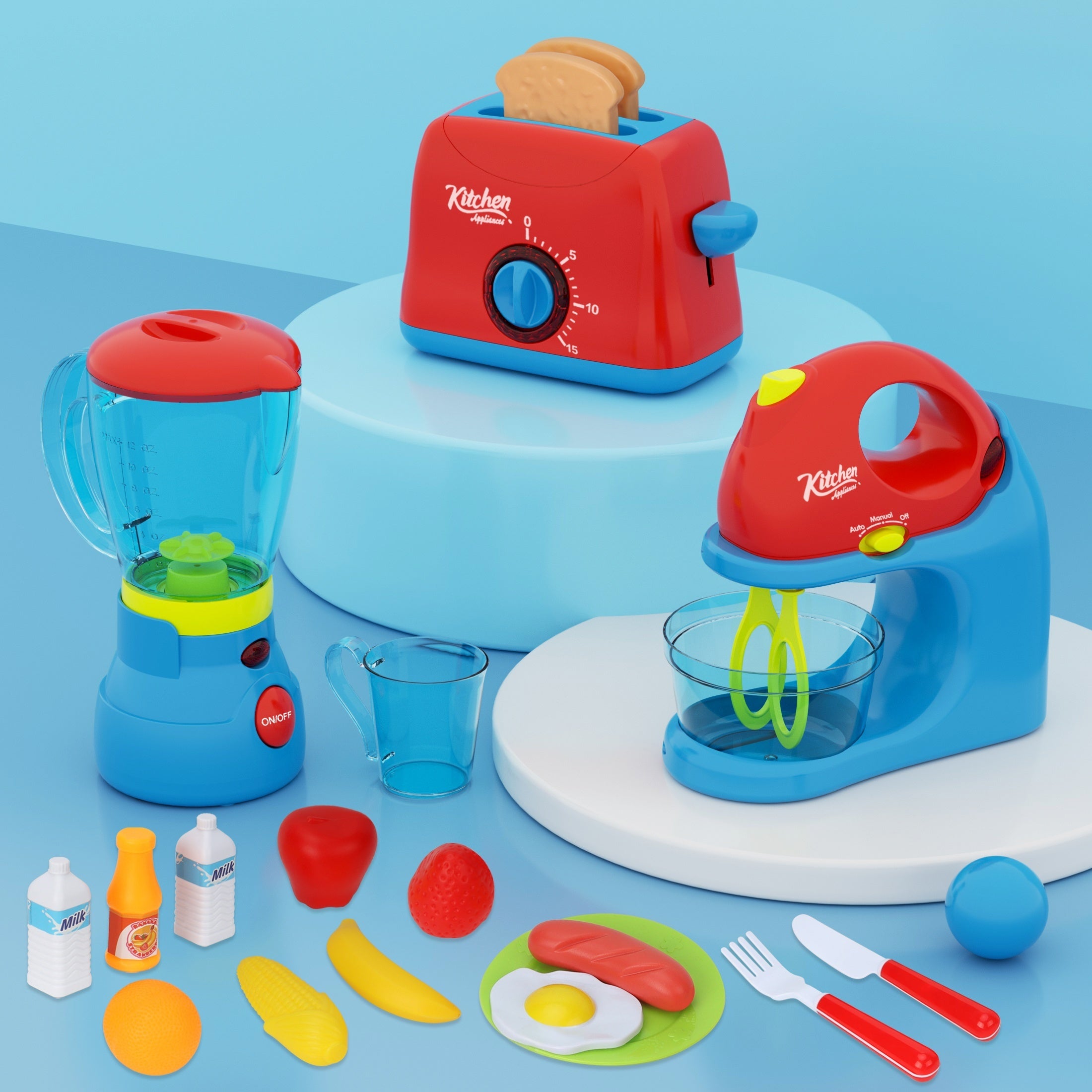 TEMU Kitchen Play House Accessories Toy Set Including Juicer, , Toaster- Pretend To Play Games With Sound&lights - Christmas Birthday Gifts For