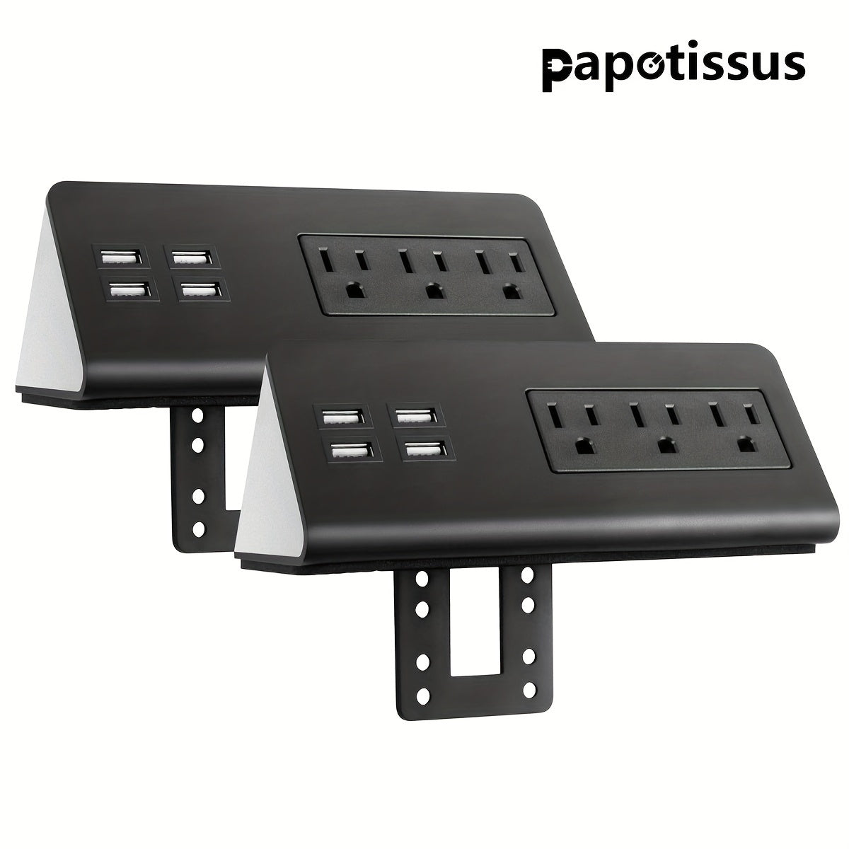 TEMU 2pcs Usb Multifunctional Desktop Edge-mounted 7 Output Ports Power Supply For Multiple Protection Switch Multifunctional Charging Power Strip