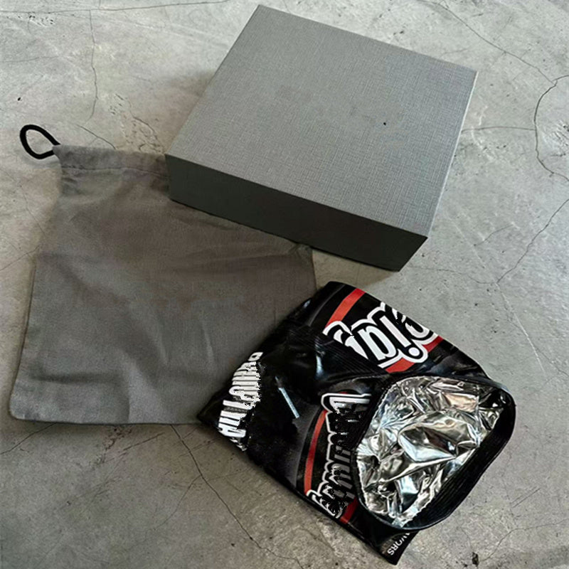 25ss high quality Paris Design Black Potato Chips Calfskin Wallet Foldable Coin Wallet Keychain Fashion Street Accessories