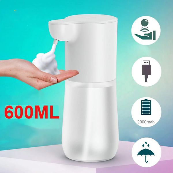 350600ml touch free automatic sensor soap dispenser foam USB charging intelligent infrared liquid hand washer 240830