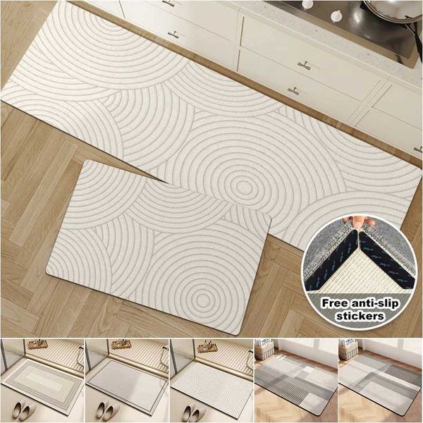Kitchen Floor Mat Long Diatomite Kitchen Rug Soft Washable Carpets Anti Slip Bathroom Non-Slip Mats Entrance Doormat Home C250102