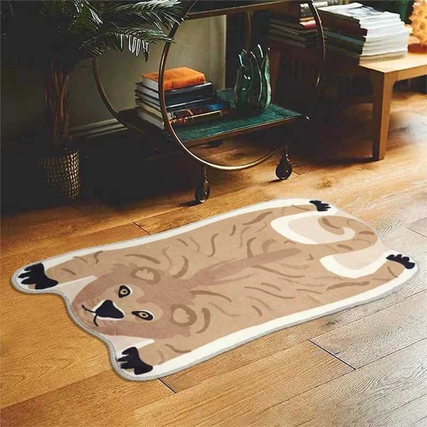 Creative Tiger Lion Rug Cute Bedro Plush Bed Rug Large Living Ro Rug Non-slip Washable Floor Mat Entryway Mat Y240102