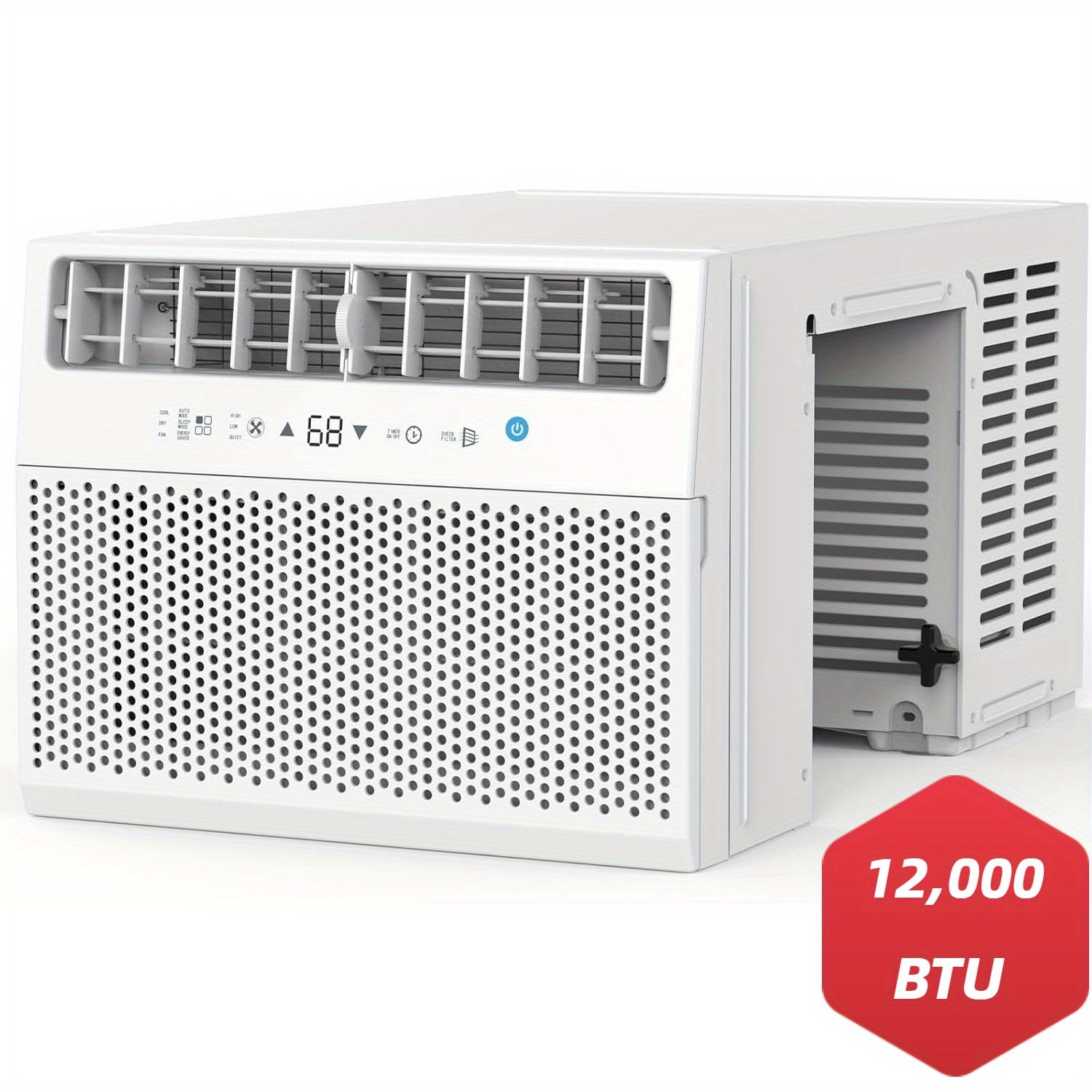 TEMU Window Air Conditioner 12, 000 Btu, Unit Cooling Room 500sq.ft, 10, 000 Btu Dehumidifier Mode And 3 Fan Speed, 24h Timer, Mount, , White-