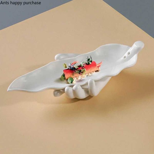 Dishes Plates White ceramic tableware dinner plate Irregular Hotel tray Fruit bowl Dim sum H250110