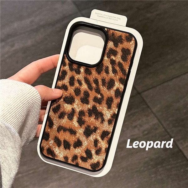 Leopard print iPhone 16Pro plush phone autumn and winter, suitable for Apple 14 luxury 11 women&#039;s anti fall protection case