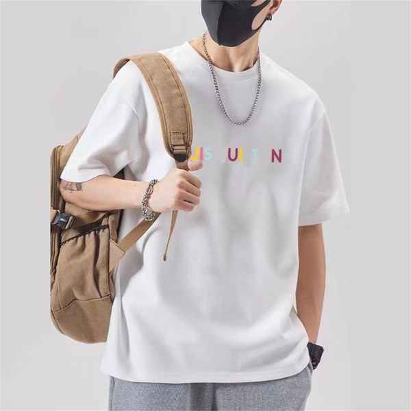 white t shirts for men designer letter t shirt Cotton Round Neck Printing quick drying anti wrinkle men spring summer high loose trend short
