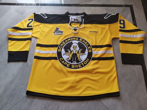 Hockey jerseys Physical photos Cape Breton Screaming Eagles yellow Marc Andre Fleury Men Youth Women High School Size S-6XL or any name and