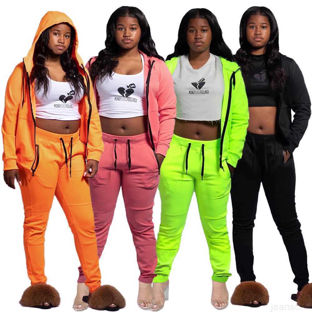 Women Fashionable pants Clothing Solid Color Long Sleeve Two Piece Hooded Loose Fashion Casual Women&#039;s Sports Suit