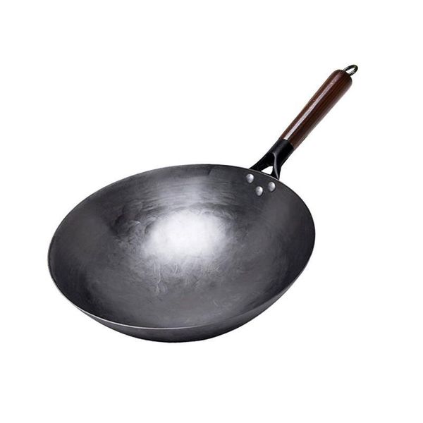 Pans Traditional Iron Pot For Restaurant Chef Fried With Wooden Handle Drop Delivery Home Garden Kitchen, Dining Bar Cookware Otahn