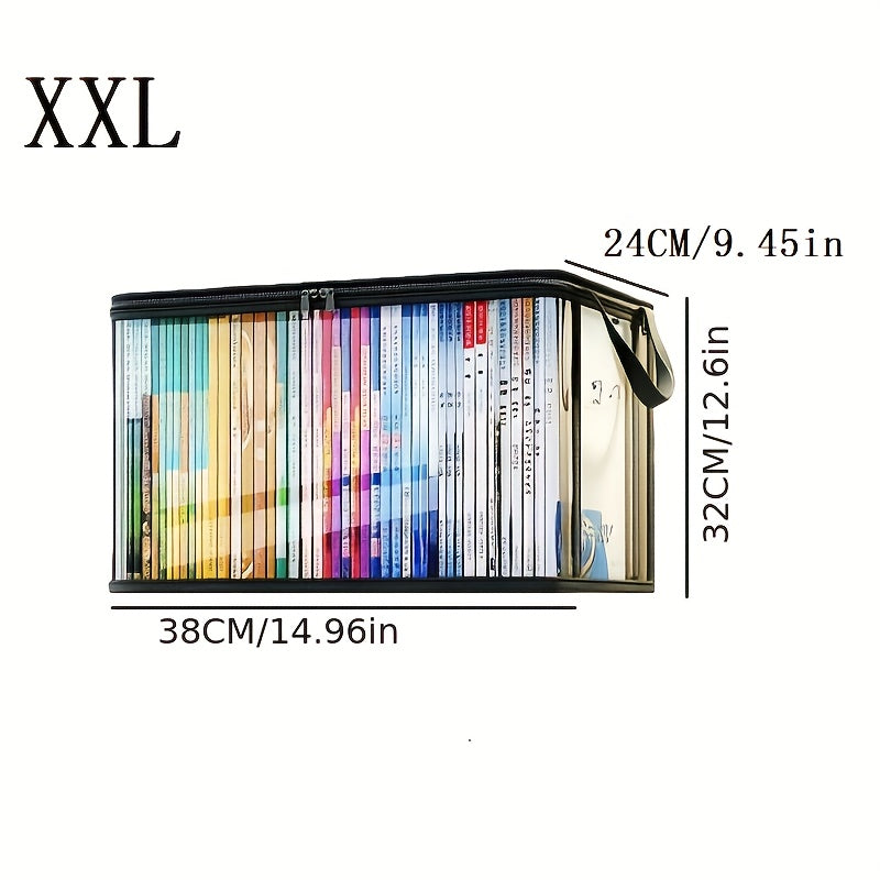 TEMU 1pc Clear Pvc Storage Bag - Extra Large-medium-large-telescopic, Dustproof Organizer For Books, Clothes & Household Items, Portable Desktop