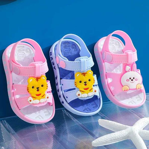 Summer Soft Sole Anti slip 1-3 Year Old Cartoon Little White Rabbit Baby Walking Shoes for Boys and Children SandalsL240730