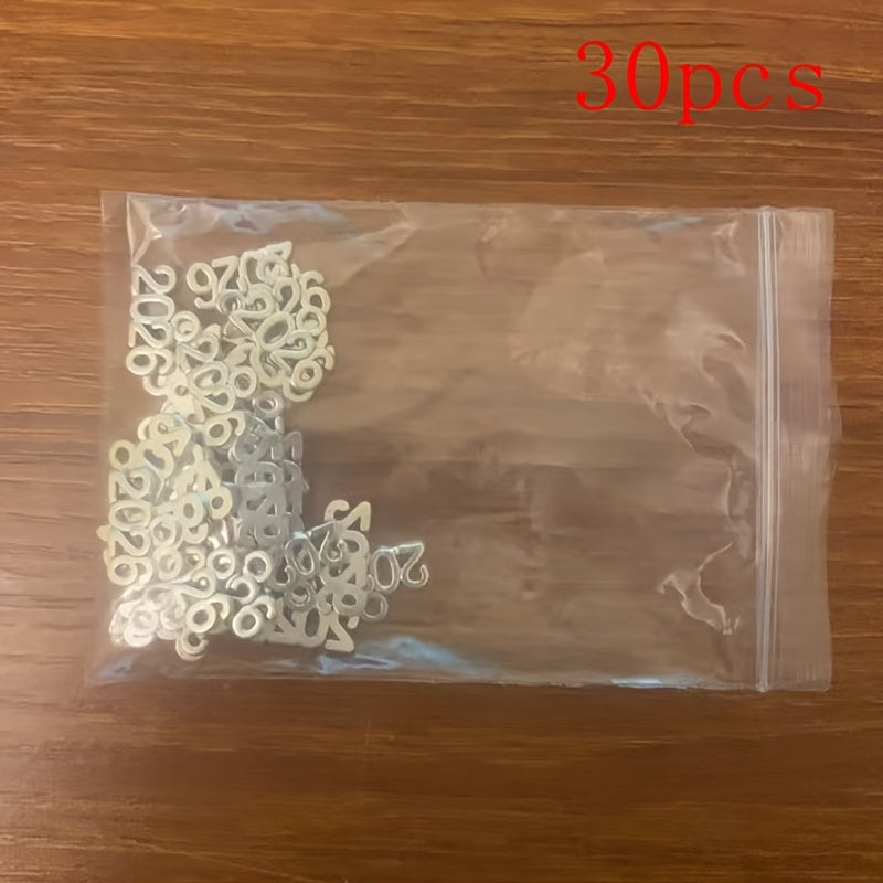 TEMU 30pcs Vintage Silvery 2026 Year Pendants, Alloy Charms For Making, Weaving Bracelets, Necklaces, Earrings, Craft Accessories