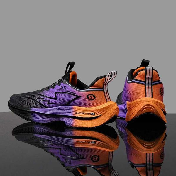 Mens Shoes Carbon Plate Cushioning Road Running Shoes Fashionable Printed Lace Up Tennis Shoes Non-slip Breathable Sports ShoesC250122