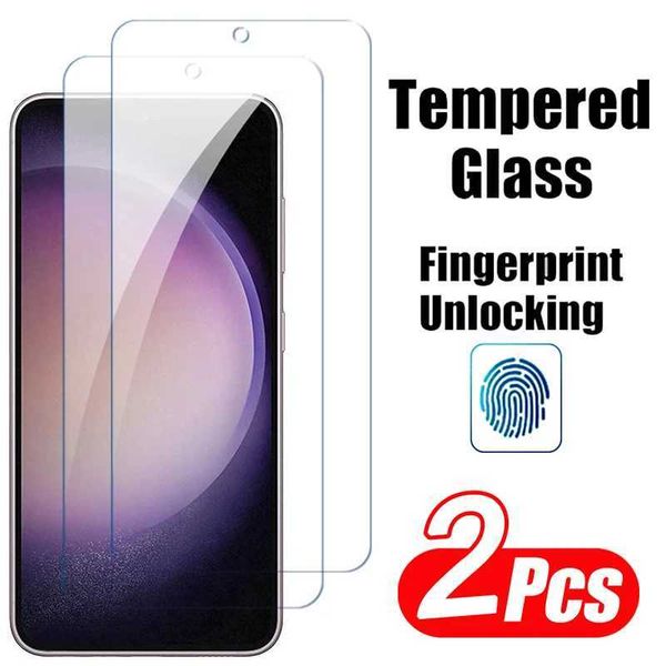 Cell Phone Screen Protectors 2PCS Fingerprint Unlocking Tempered Glass For Samsung Galaxy S24 Ultra S23 S21 S20 FE S24 S23 S22 Plus Glass Sc