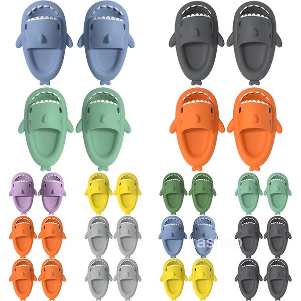 Summer Home Women Shark Slippers Anti-skid EVA Solid Color Couple Parents Outdoor Cool Indoor Household Funny Shoes 151