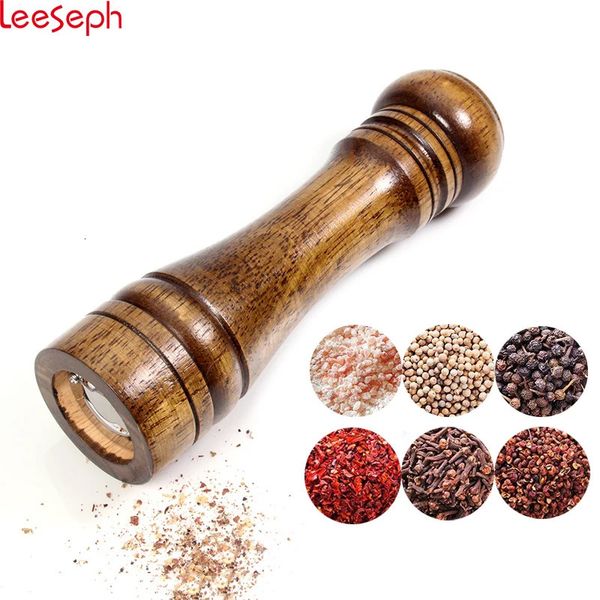 Salt and Pepper Mills Solid Wood Pepper Mill with Strong Adjustable Ceramic Grinder 5 8 10 - Kitchen Tools by Leeseph 250211