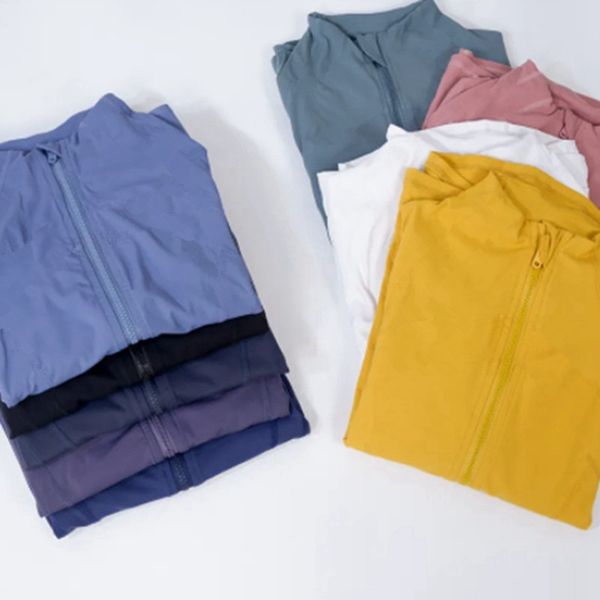 Fitness Women&#039;s Sports Jacket Top Stand-up Collar Half Zipper Long Sleeve Tight Yoga Shirt Gym Thumb Athtic Coat Gym Clothing wholesale