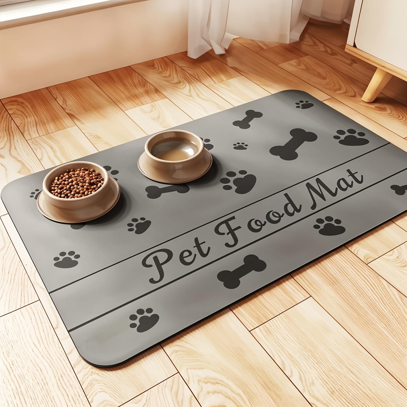 TEMU 1pc Dog Food Mat, Absorbent Dog Bowl Mat, Anti-slip Pet Feeding Mat, Large Dog Food Mat, Dog Food Mat - Waterproof Mat, Suitable For Small,