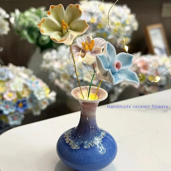 Handmade Ceramic Vase Jingde Town Ceramic Flower Pot Small Pottery Decoration Personal Original Mini Table Accessories 241204