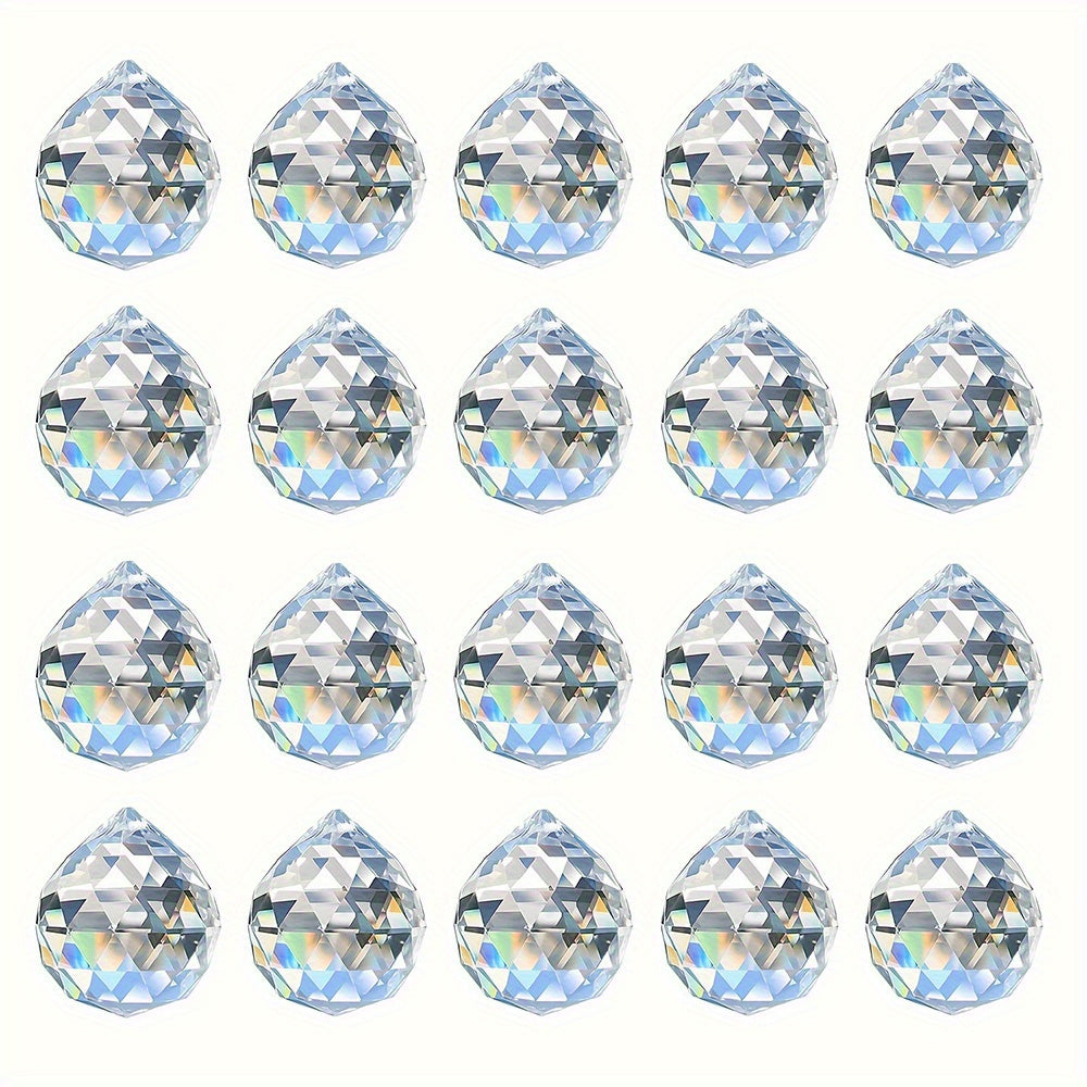 TEMU 200pcs Glass Light Harvesting Prism 8x10mm Crystal Pendant, Branch Chandelier Accessory, Suitable For Wedding Decoration, Balcony, - Diy Rainbow