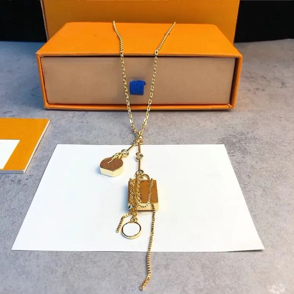 New perfume Bottle and Lock Pendant Necklace 18K Gold Double Ring Pendant 316L Stainless Steel Necklace Jewelry Women&#039;s Gift