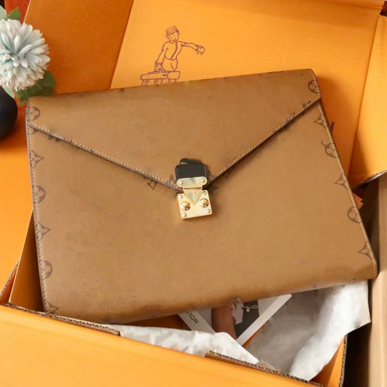 Mark Folder Laptop Bag Designer Notebook Briefcase Man Womans Monogram Reverse Canvas Office Clutch Bag Phone Pencils Card Storage Bag Gi1138 Gi1397