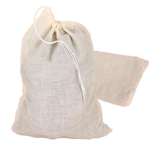 Cotton Muslin Drawstring Strainer Tea Spice Fruit Juice Food Separate Filter Bag For Drinking Tea Tools