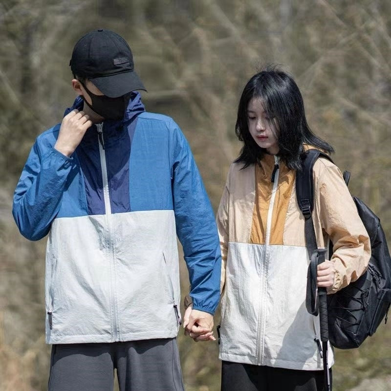 Mens sports windbreaker jackets thin hooded jacket summer women sun protection zip cardigan Autumn brand climbing clothes hiking jacket outerwear su