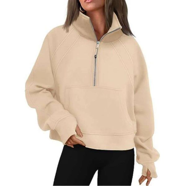 allu lu lemon Half Yoga Scuba Zip Hoodie Jacket Designer Sweater Women s Define Workout Sport Coat Fiess Activewear Top Solid Zipper Sweats