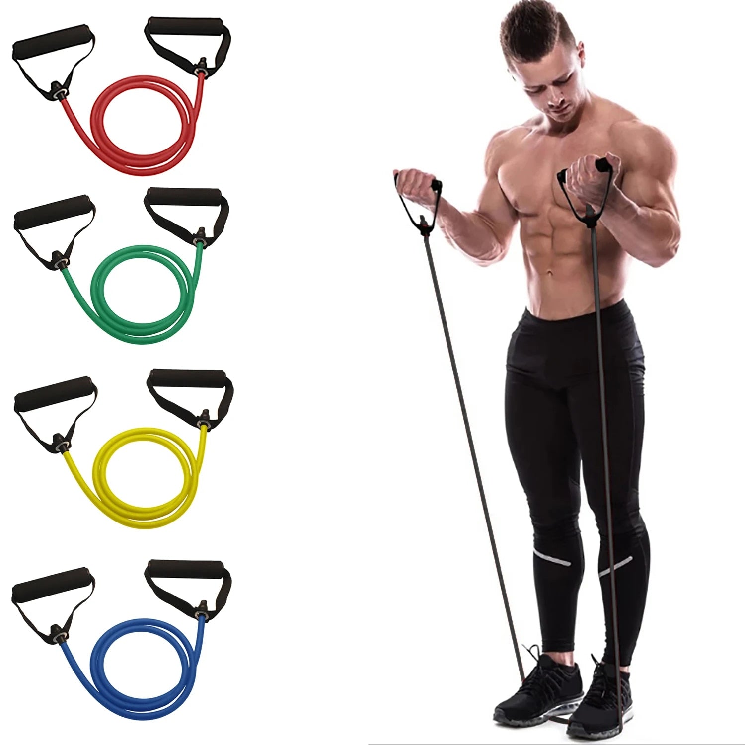 Resistance Bands Exercise Workout Bands With Handles For Men Women, Strength Training Equipment