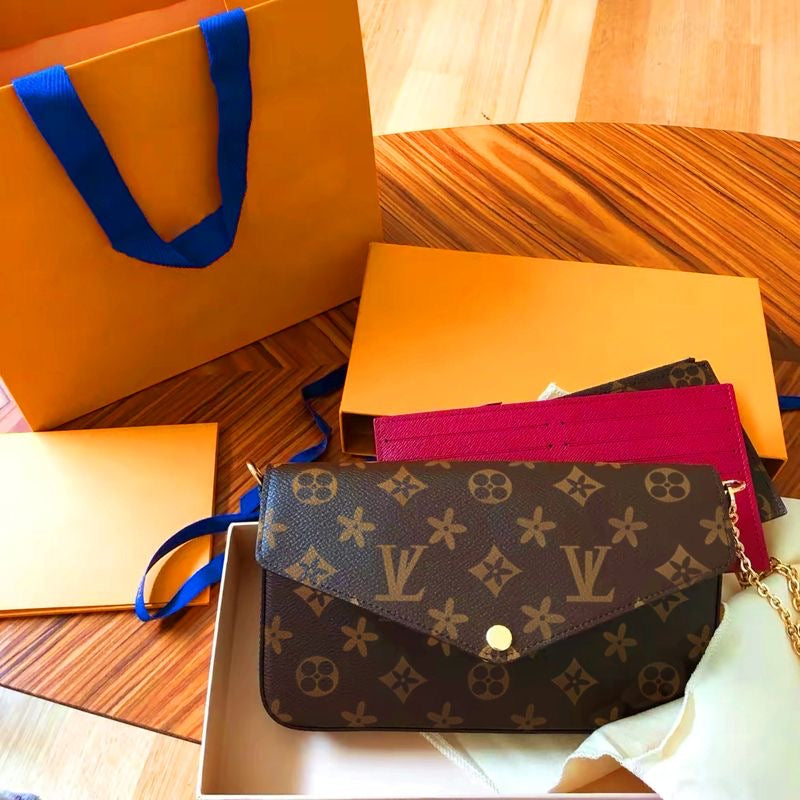 3 pieces Luxury Shoulder Bags Wallets Holders Women designer Chain Bags Lady Wallet Messenger Leather Handbags 5A Quality Flower Purse girl Crossbod