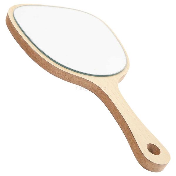 Dressing table wall mounted mirror handheld salon bathroom makeup bamboo and wood traveling lady W240813
