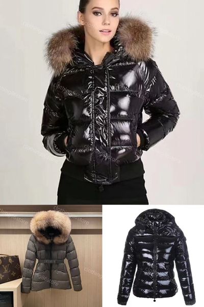 Womens Down Jacket Winter Jackets Coats Real raccoon hair collar Warm Fashion Parkas With Belt Lady cotton Coat Outerwear Big Pocket mon jac